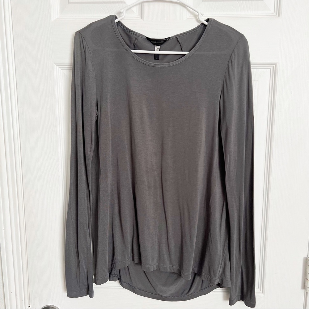 BCBGMAXARIZA | Charcoal Gray Long Sleeve Tee Top